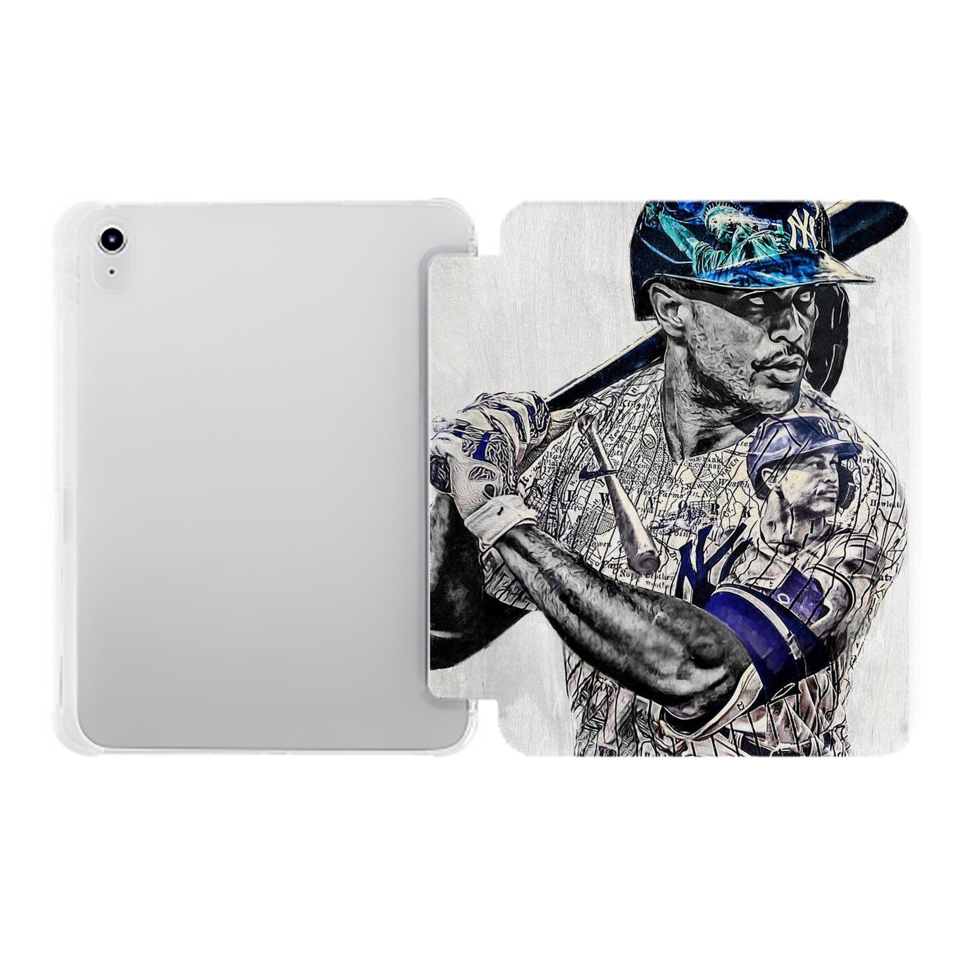 Giancarlo Stanton 28 Premium Tri-Fold PU Leather & Silicone IPad Case With Pencil Slot – Fits 9.5,10.5,10.9 – Adjustable Stand, Slim, Protective